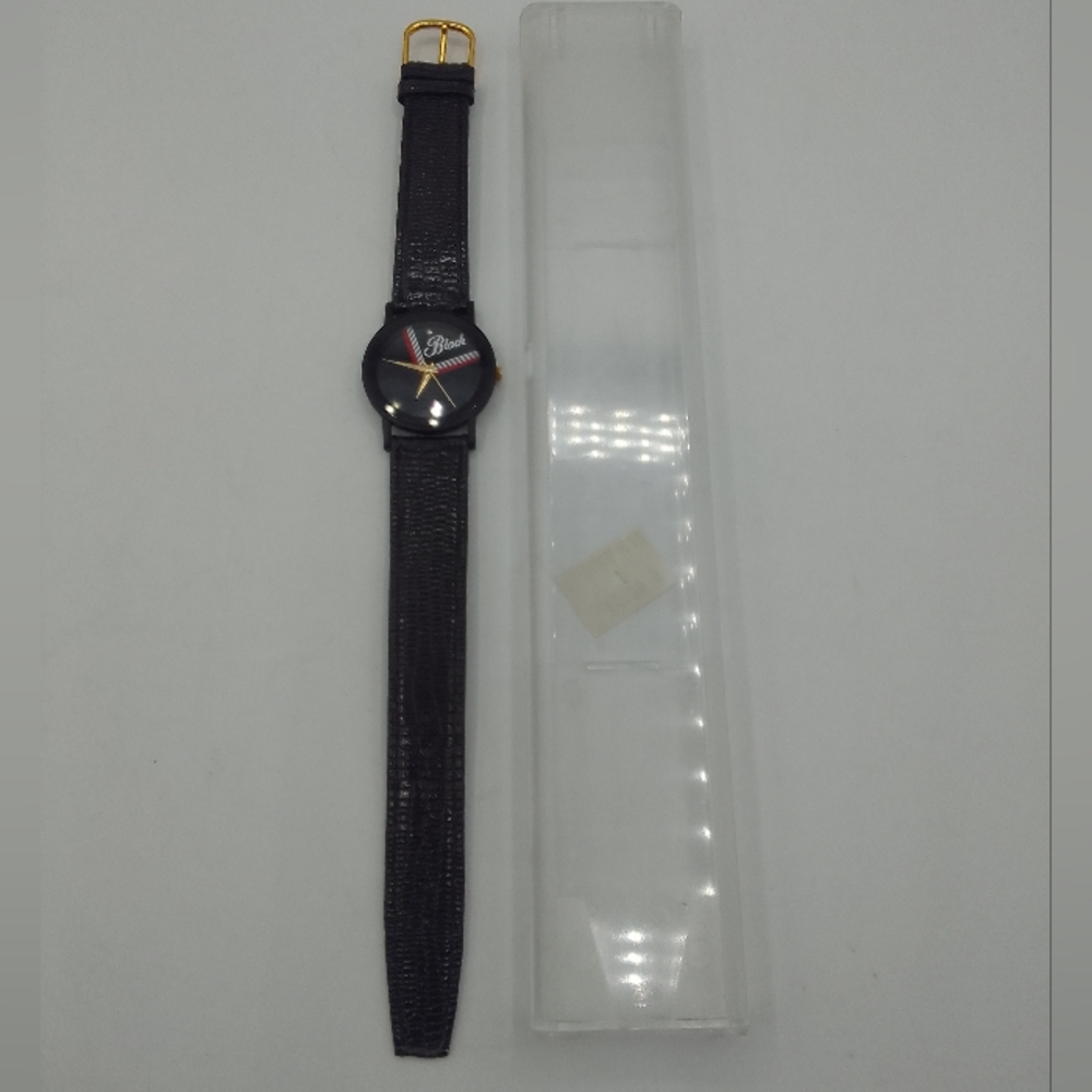 Black Leather Strap Watch